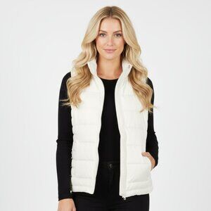 Land’s End Ivory White Down Filled Zip Up Sleeveless Puffer Vest L